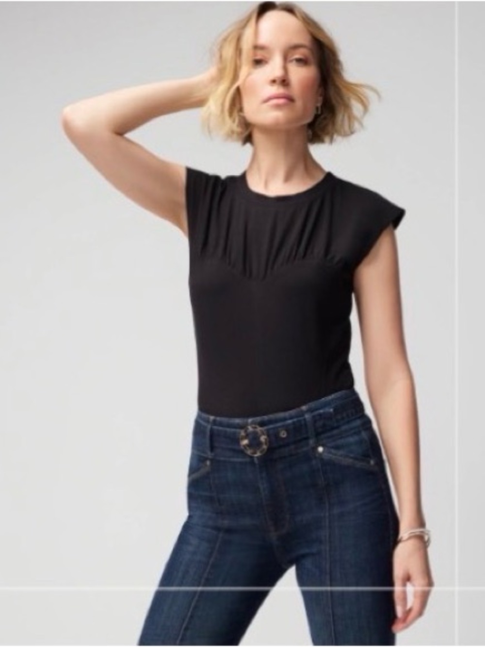 WHBM Ruched Bustier Tee Black size M